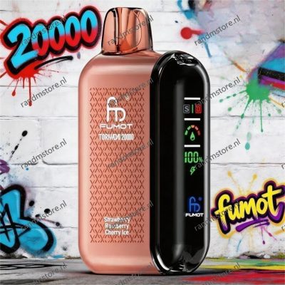 Fumot Tornado 20k Strawberry Raspberry Cherry Ice Smaak - RandM Tornado NL