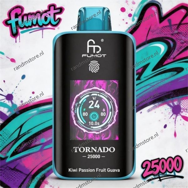 Fumot 25000 Kiwi Passion Fruit Guava Smaak - RandM Tornado NL