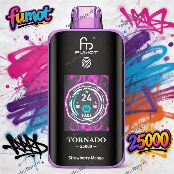 Fumot Tornado 25k Strawberry Mango smaak - RandM Tornado NL